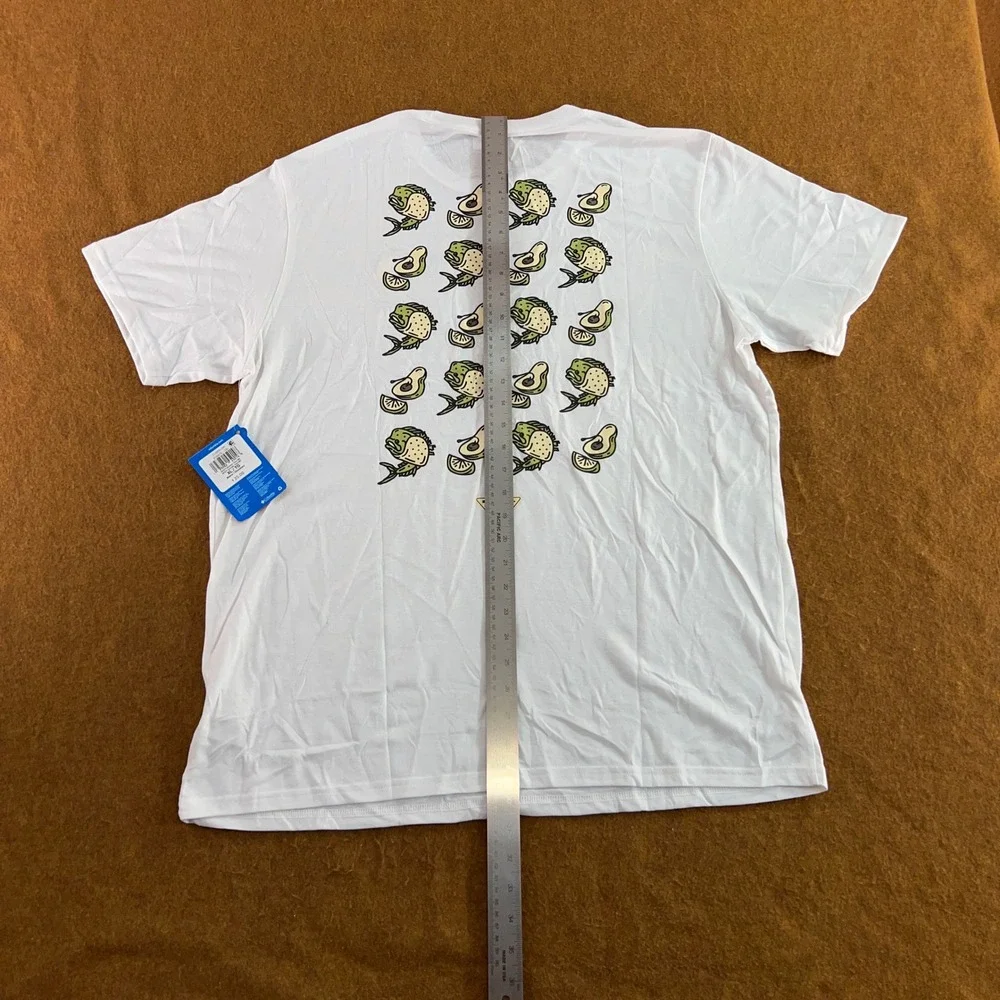 Columbia Mens XL White PFG Dorado Taco Graphic Short Sleeve T-Shirt NWT